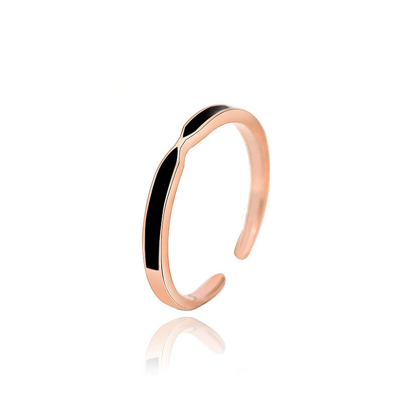 Simple Epoxy Lines Geometry 925 Sterling Silver Adjustable Ring
